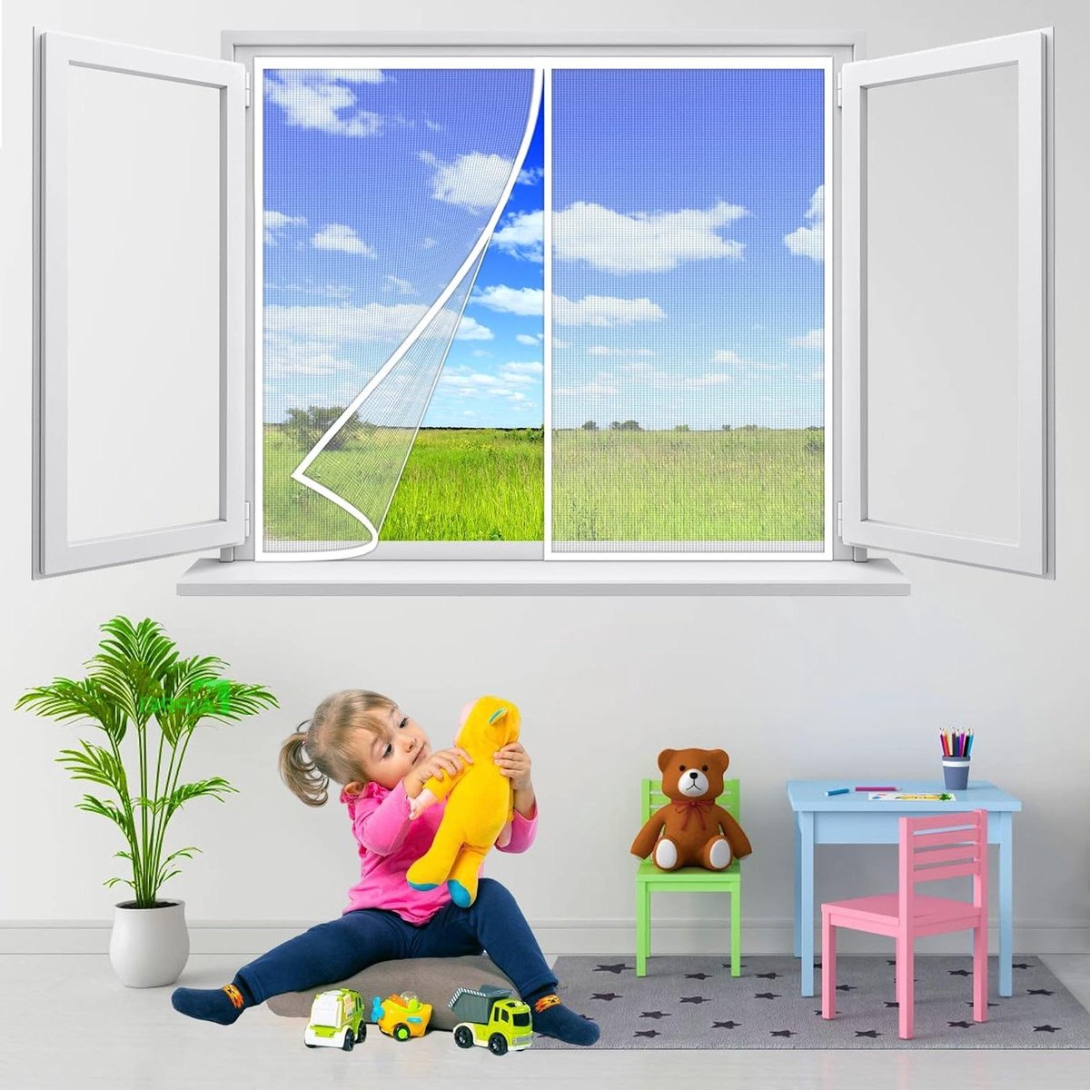 Hordeur - Insectenhor - Frisse Lucht - Automatische Sluiting - 165x100 cm - Wit