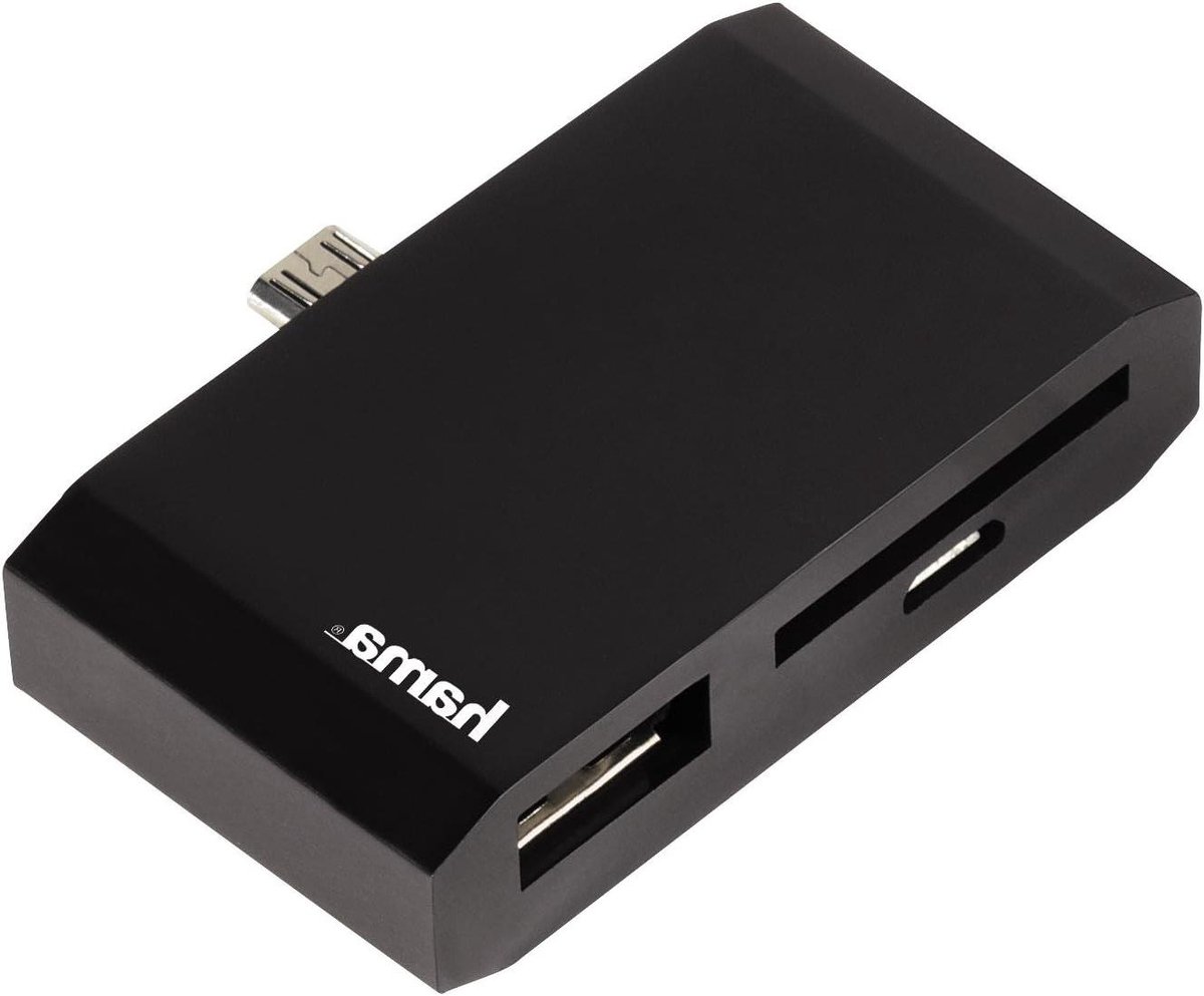 3-in-1 Adapter - Micro-USB OTG - Bestanden Overzetten - SD Kaartlezer - 1 Poort - Zwart