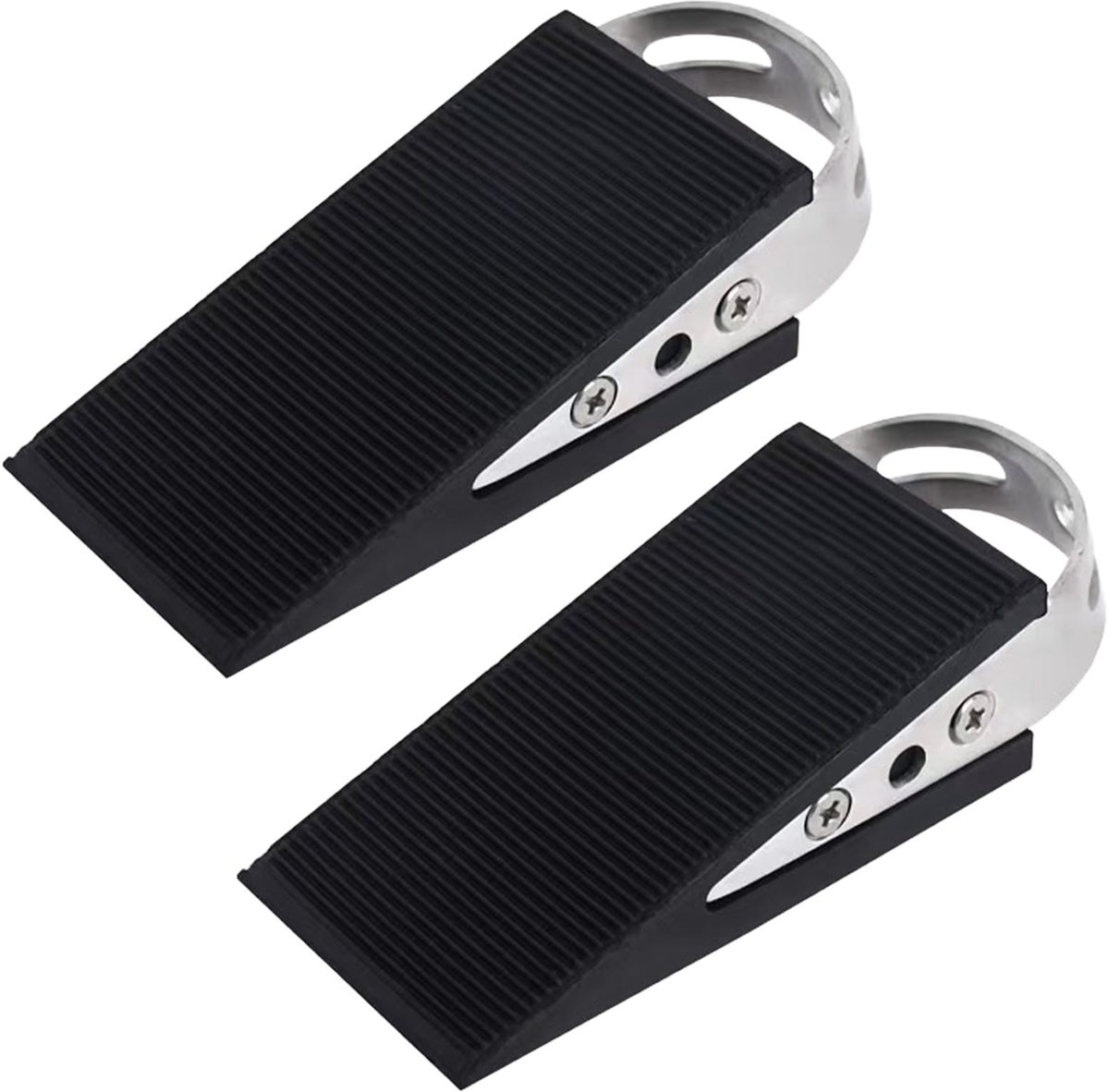 Omgoods - Set van 2 Rubber Deurwiggen met RVS Handvat