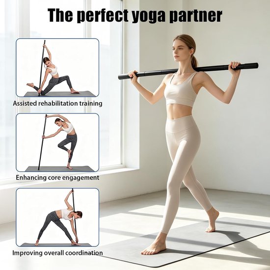 Verstelbare Yoga Stok Set van 4 Stukken | Ideaal voor Flexibiliteit, Balans en Rugtraining met Schuimgrepen van 30/45/60 — afbeelding 3