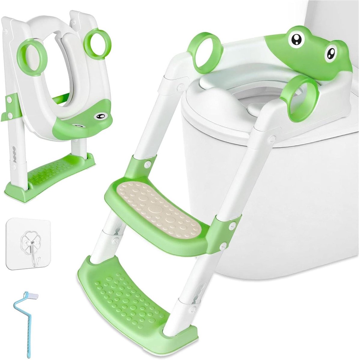 Kinder Toilet Stoel - Toiletladder Kinderen - Zelfstandig Toiletteren - Opvouwbaar en Verstelbaar - Universele Pasvorm - Blauw