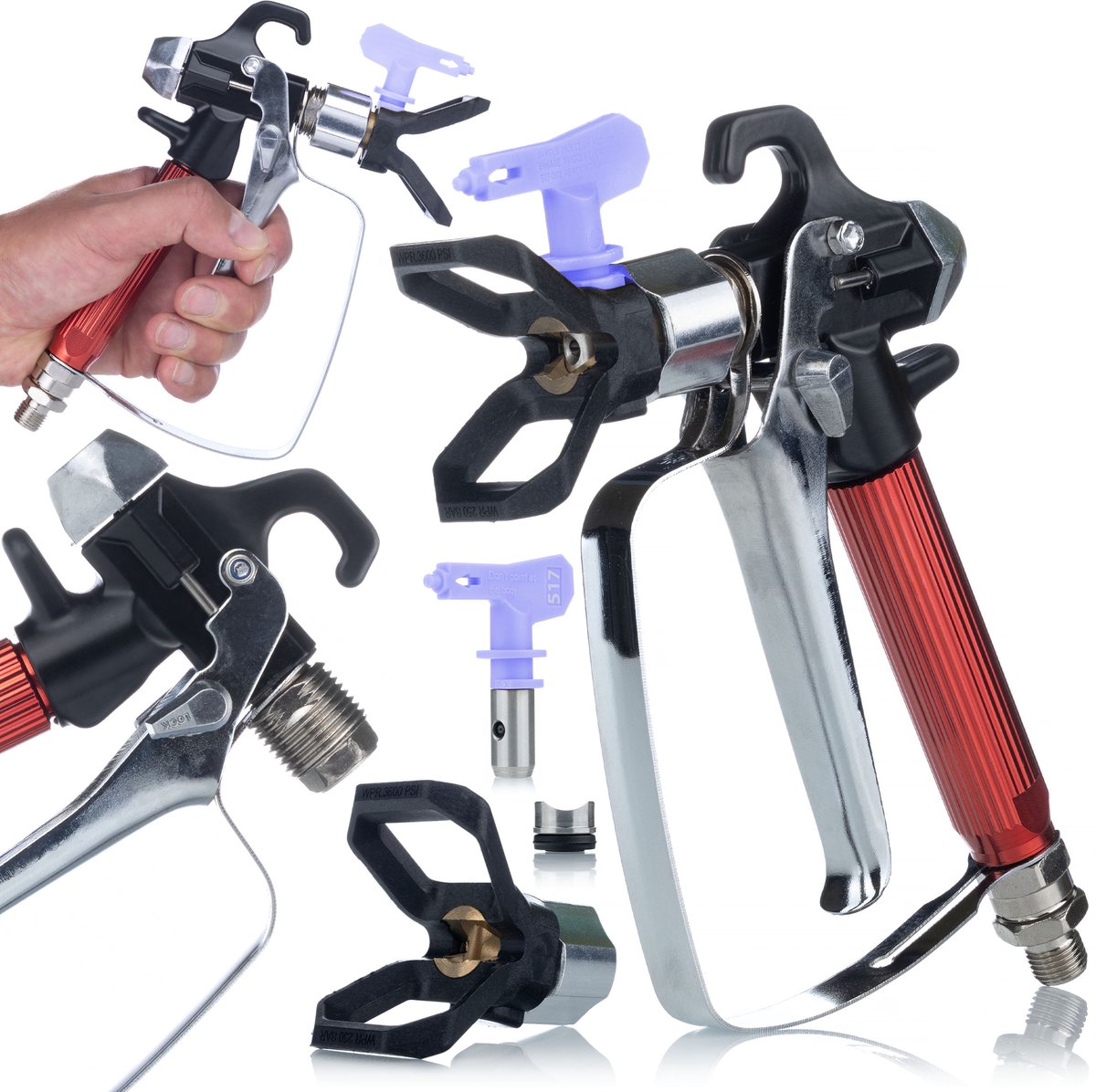 Rosfix Pistool voor Airless Verfspuit RJ1 - Spuitpistool met Spuitmond 517 - Geschikt voor Graco, Wagner