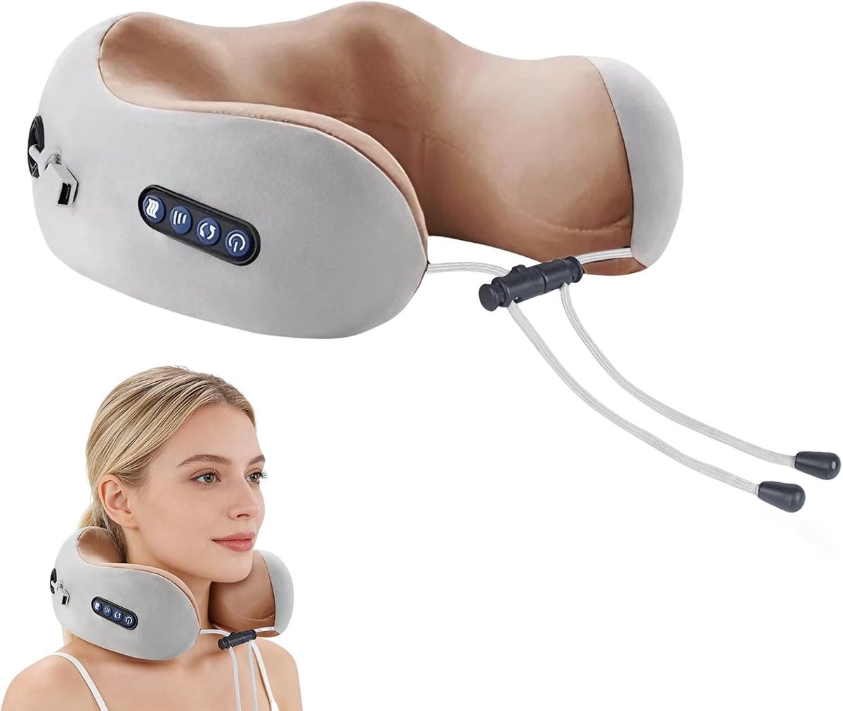 Draadloze U-vormige Nekmassager van Visco Foam met Diepe Kneedfunctie voor Thuis en Reizen, Ideaal voor Auto en Ontspanning