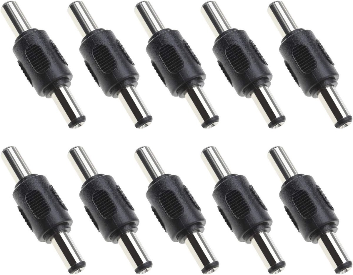SnelShoppen - 10Pcs DC Power Couplings Male naar Male 5.5mm x 2.1mm Adapter Connectors voor CCTV Camera en Elektronica Projecten