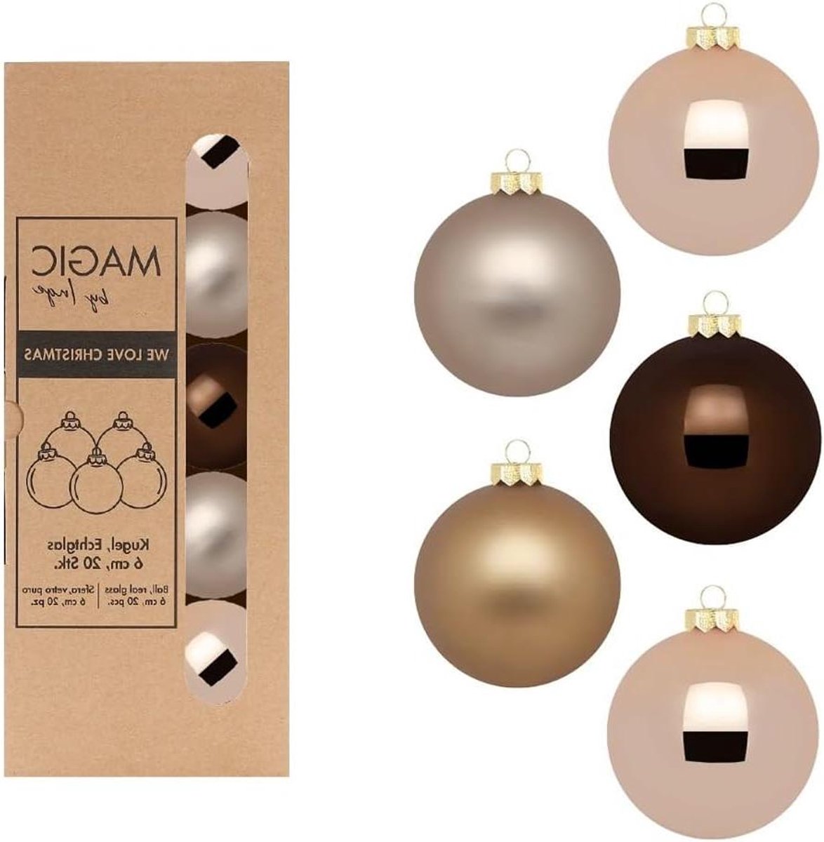 Kerstballen Glas - Decoratie Ballen Set - Kerstboom Versieren - Elegante Lounge Kleuren - 6 cm 20 stuks