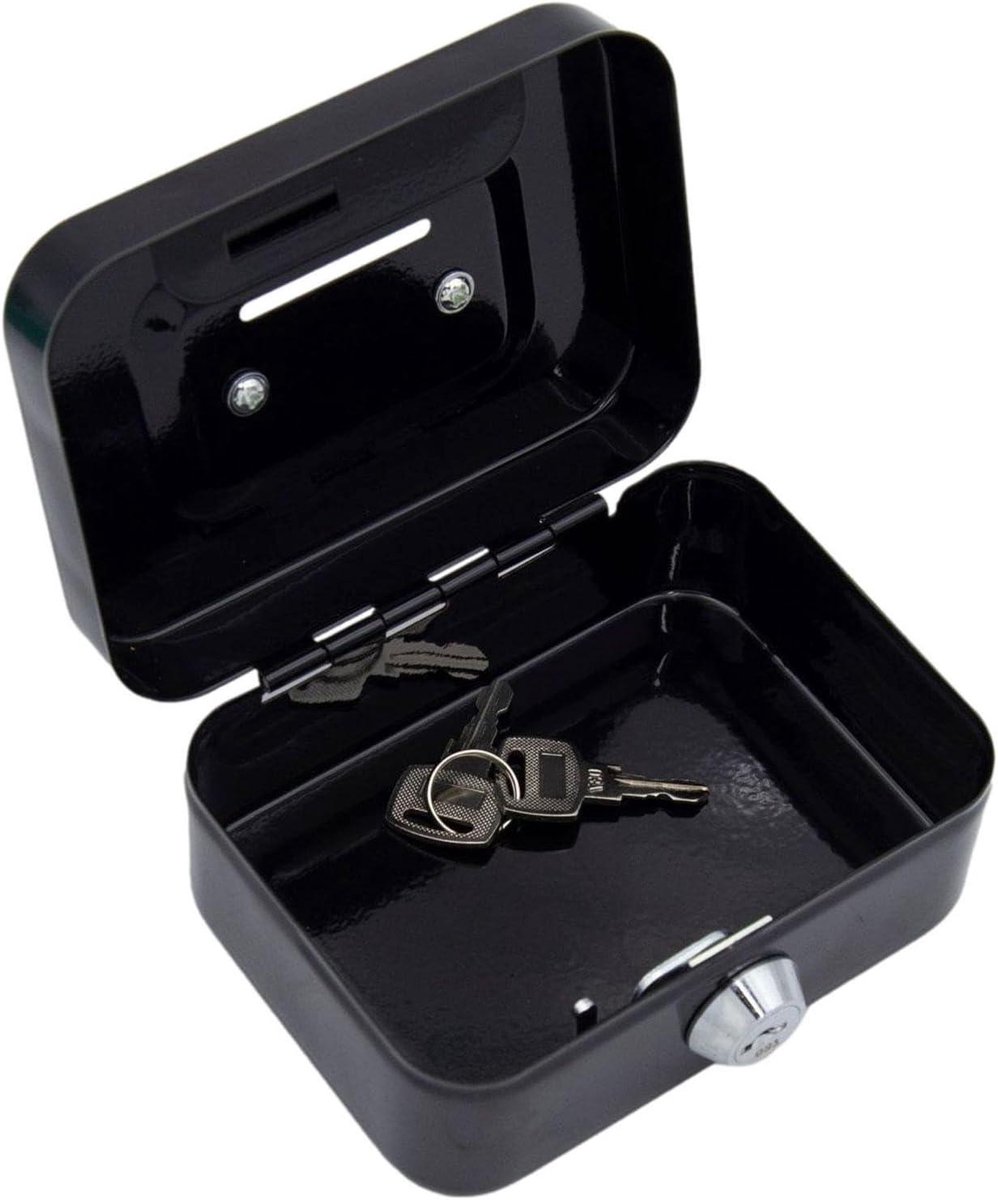 Kleine Geldkist - Metalen Cassette - Contant Geld Bewaren - Sleutel- en Privacyslot - 22 x 7 x 7 cm