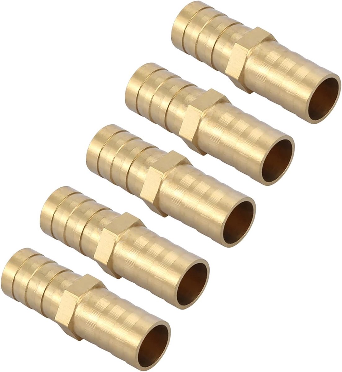 Rechthoekige messing buisadapter met 2 uitgangen voor 6/8/10/12/14/16/20mm buizen - 5 stuks