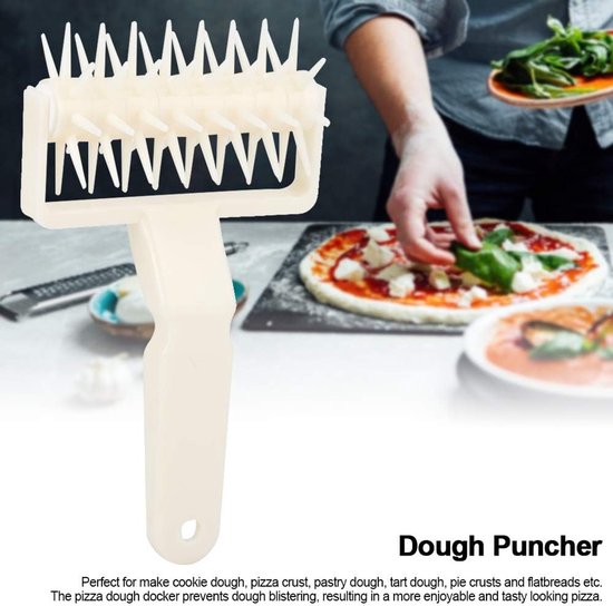Deegroller met Prikker - Bakgereedschap Set - Pizza Bakken - Voorkomt Bellen - 21x12cm - Wit — afbeelding 5