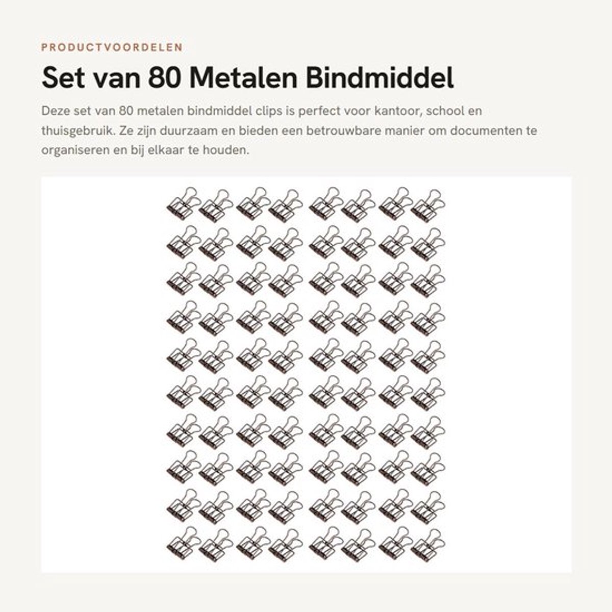 Bindmiddel Clips 80 Stuks - Metalen Bindclips - Duurzaam Metaal - Kleine Holle Staart Clips - Kantoor/School Gebruik - Sterke Klemming - Papierclips