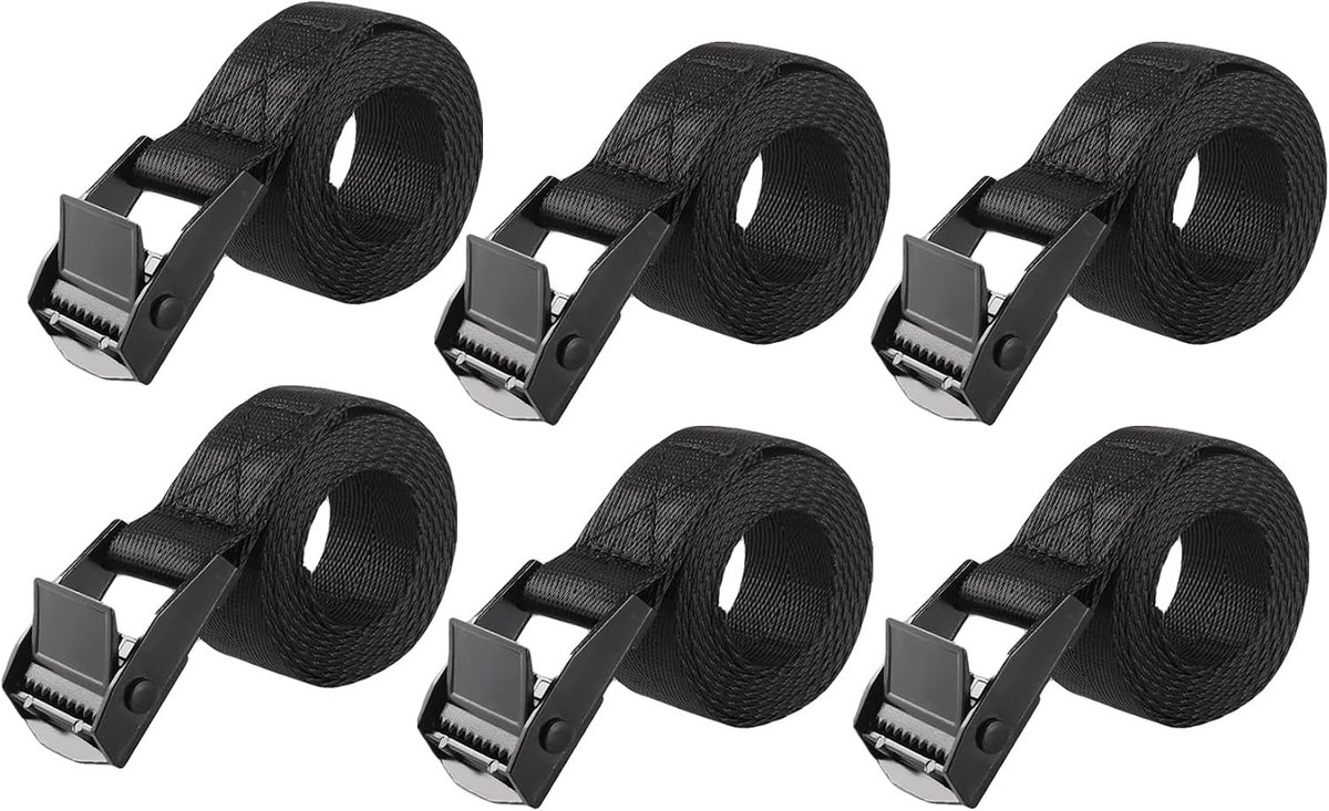 Spanriem Set - Zwart - 100 cm x 2 cm - Verstelbare Riemen met Klemgesp - Voor Motorfiets en Auto