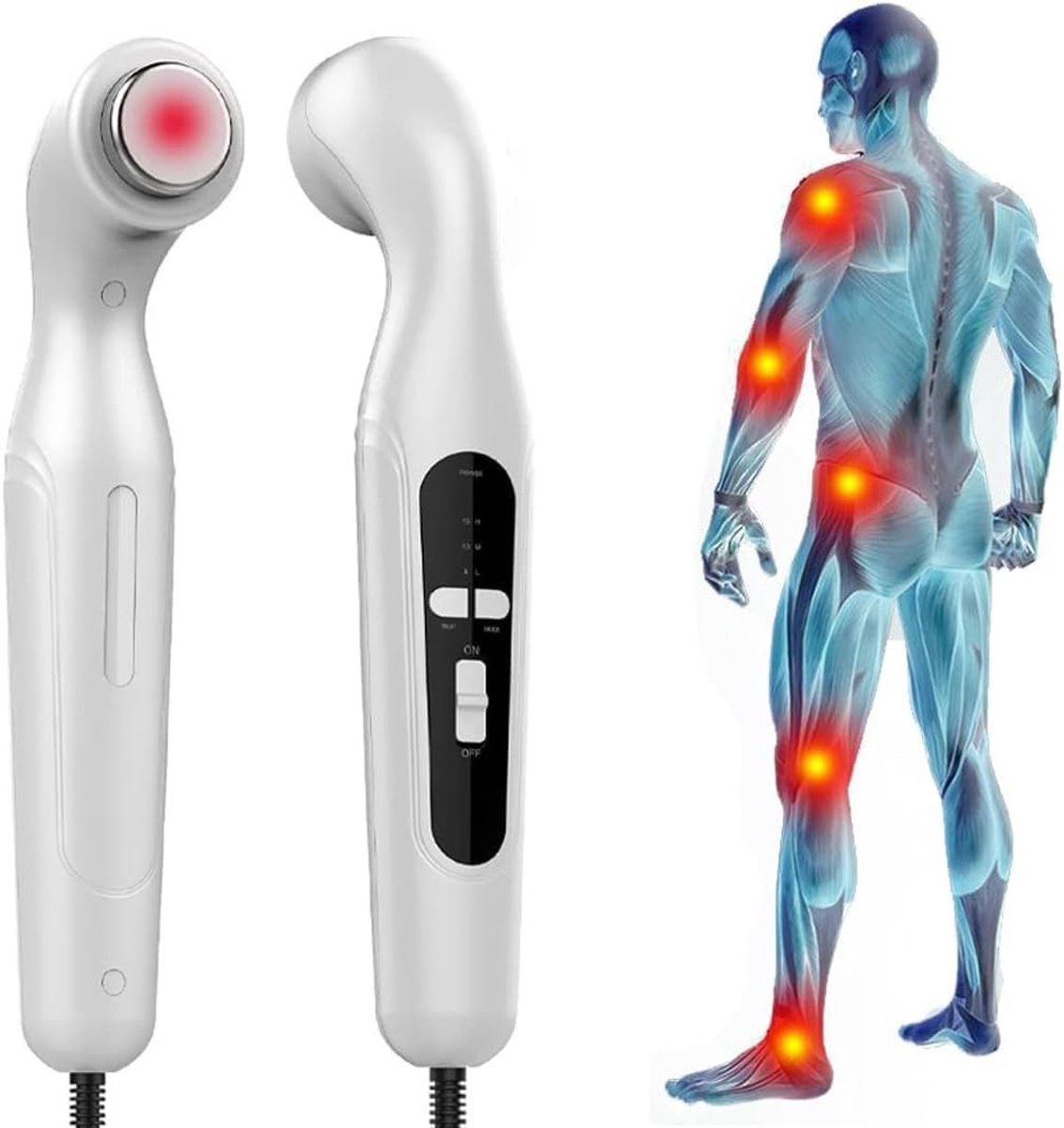 Ultrasoon Fysiotherapie-apparaat - Wit - 5 x 5 x 5 cm - Duurzaam en Compact Massageapparaat - Voor Pijnverlichting bij Spierblessures