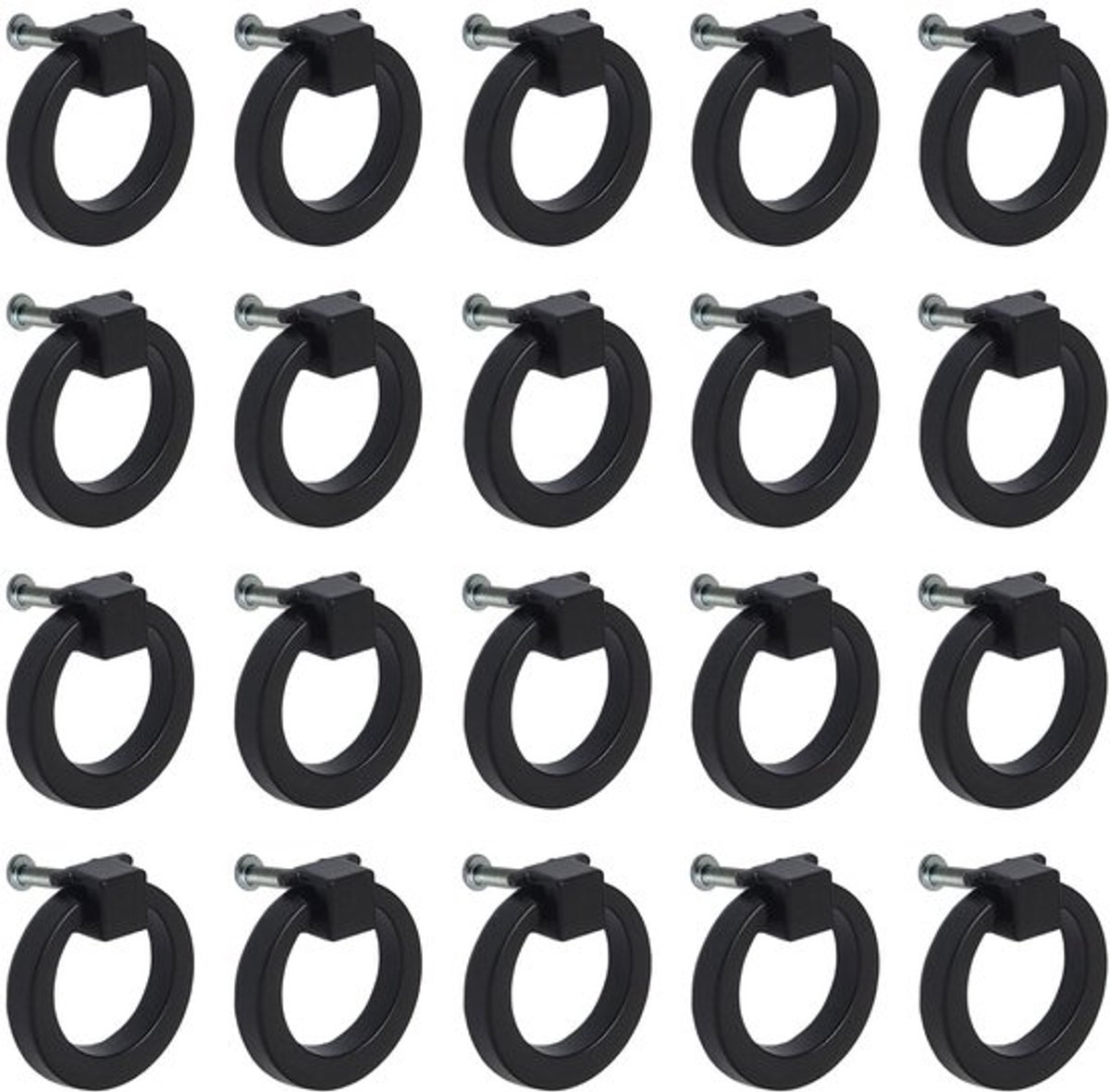 Kastknoppen Ronde Ring - Hoogwaardig Legeringsmateriaal - Zwarte Coating - Roestpreventie - 20 Stuks - Comfortabel Handgevoel - Deurgrepen