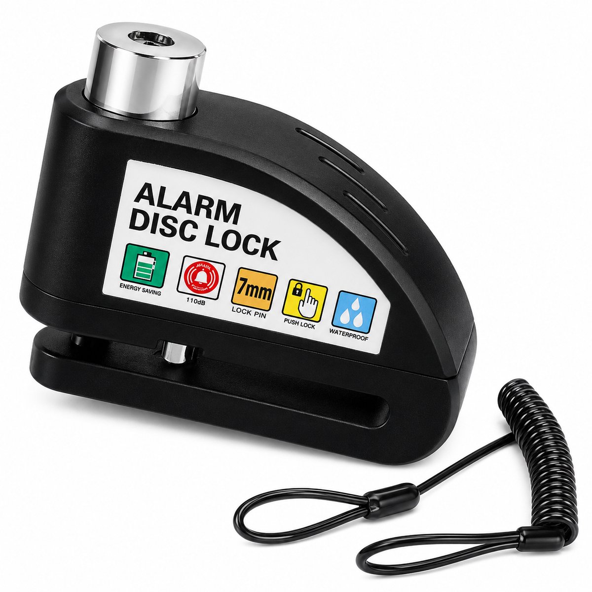 Home & Marker – Alarmschijfremslot met Alarm 110 dB – Motorslot & Scooterslot – Waterdicht Remschijfslot voor Motor, Scooter & Fiets – Zwart – ALERTOLOCK