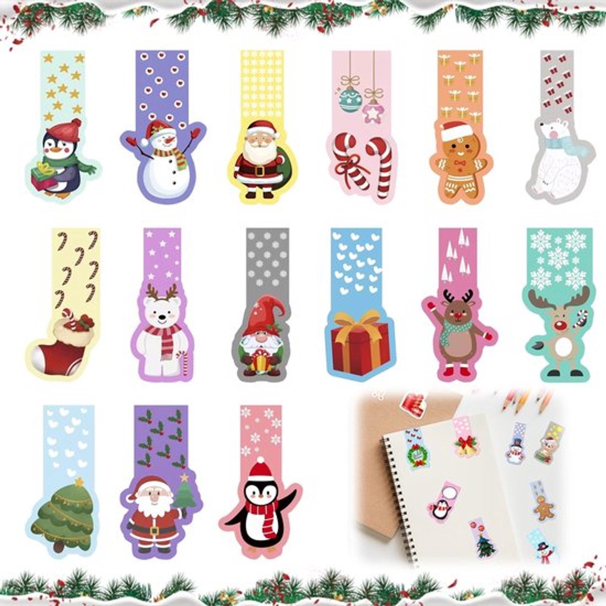 Bladwijzers 30 Stuks - Magnetische Boekenleggers - Kleurrijke Bladwijzers - Kerstmotief - Gepersonaliseerde Kerstcadeaus - Voor Thuis/Kantoor