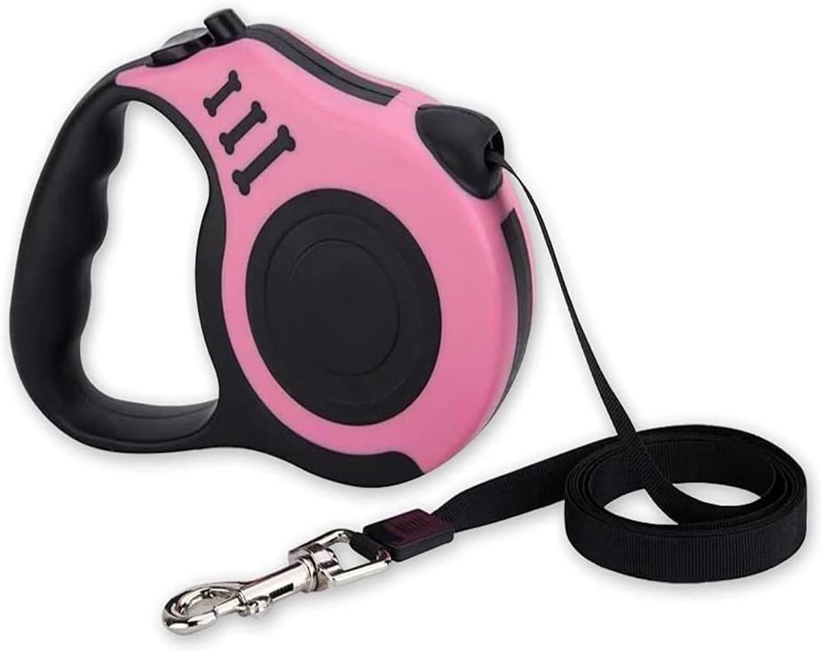 Intrekbare Hondlijn - Hondenriem Uitschuifbaar - Veilig Wandelen - Sterk ABS en Polyester - 5 meter - Roze