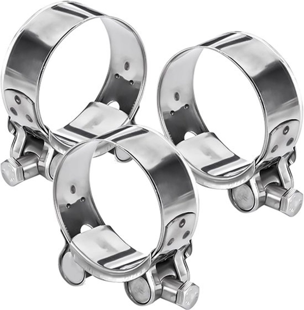 Uitlaatklem 40-43 mm - Set van 3 Slangklemmen - Roestvrij Staal - Scharnierboutenklem - Corrosiebestendig - Voor Slangbevestiging - Slangklem
