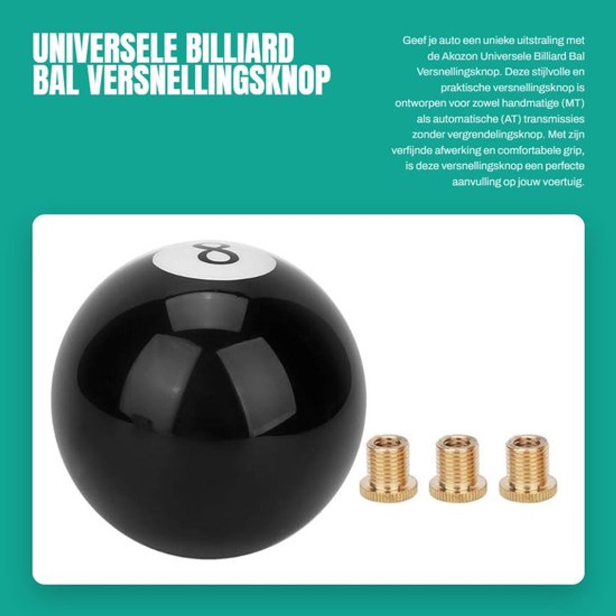 Universele Billiard Bal Versnellingsknop - Geschikt voor Auto's - Stijlvol ontwerp - Zwart - Comfortabele grip - Perfecte pasvorm - Auto-...