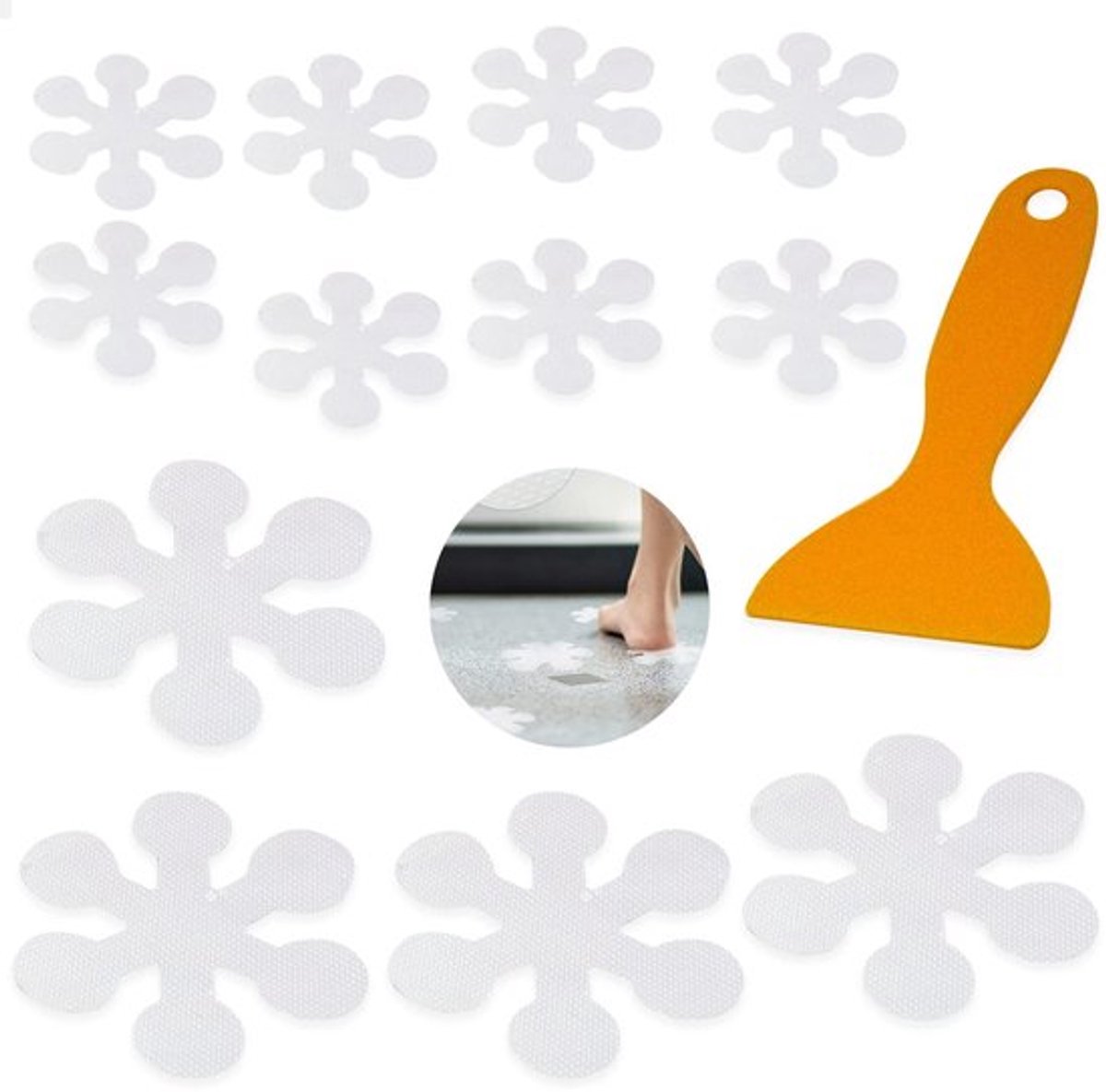 Set van 20 Doorzichtige Antislip Stickers in Bloemvorm
