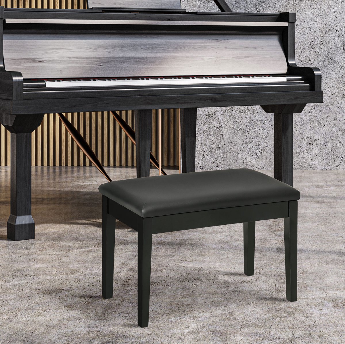 Pianobank Hoogteverstelbaar Met Opbergruimte – 75 x 35 x 49 cm – Hout – Zwart – Voor Piano En Studio