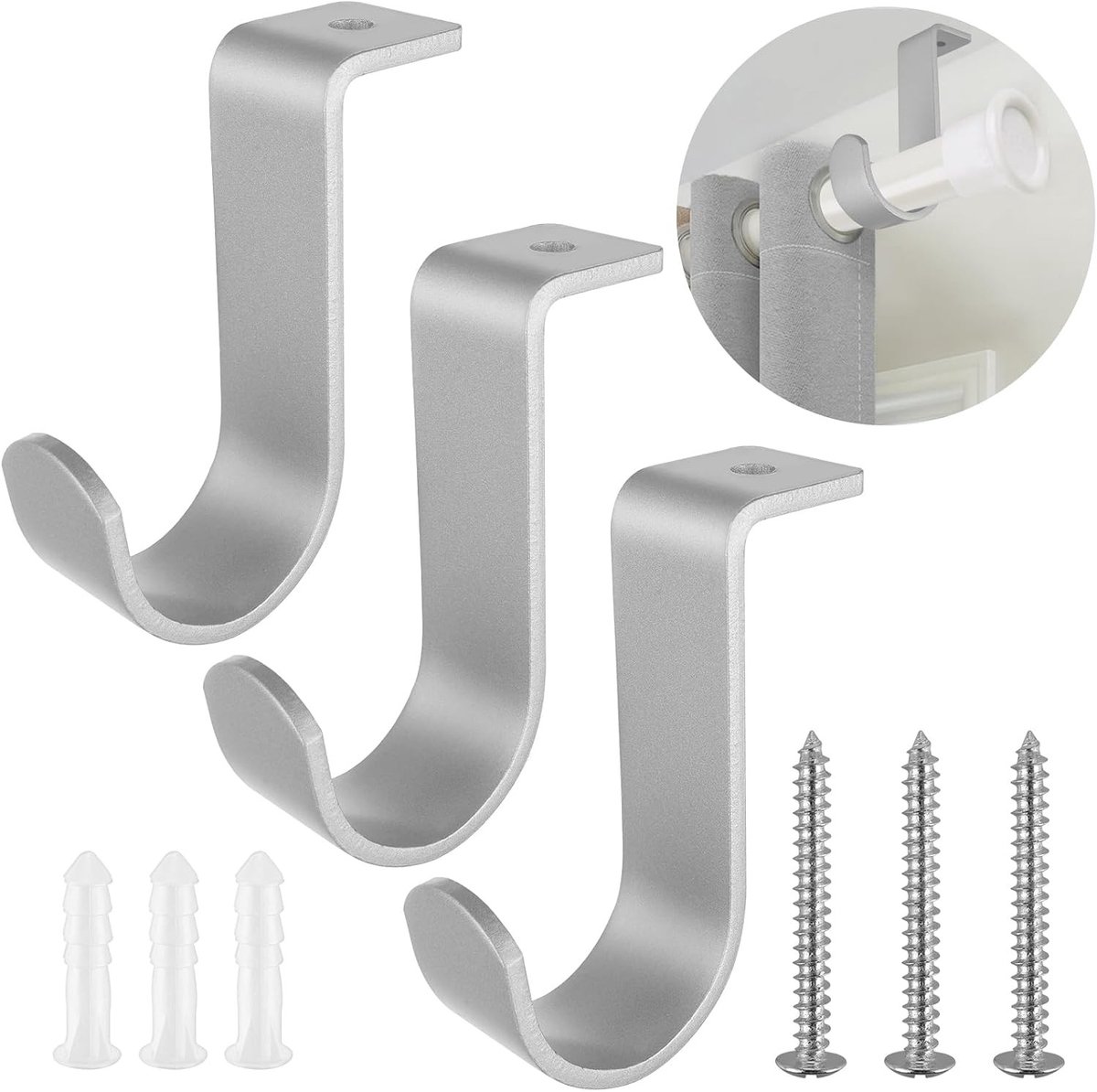 Gordijnroedehouder - Zilver - 2,8 cm - Metalen Plafondmontage met Schroeven - Voor Woonkamer en Slaapkamer