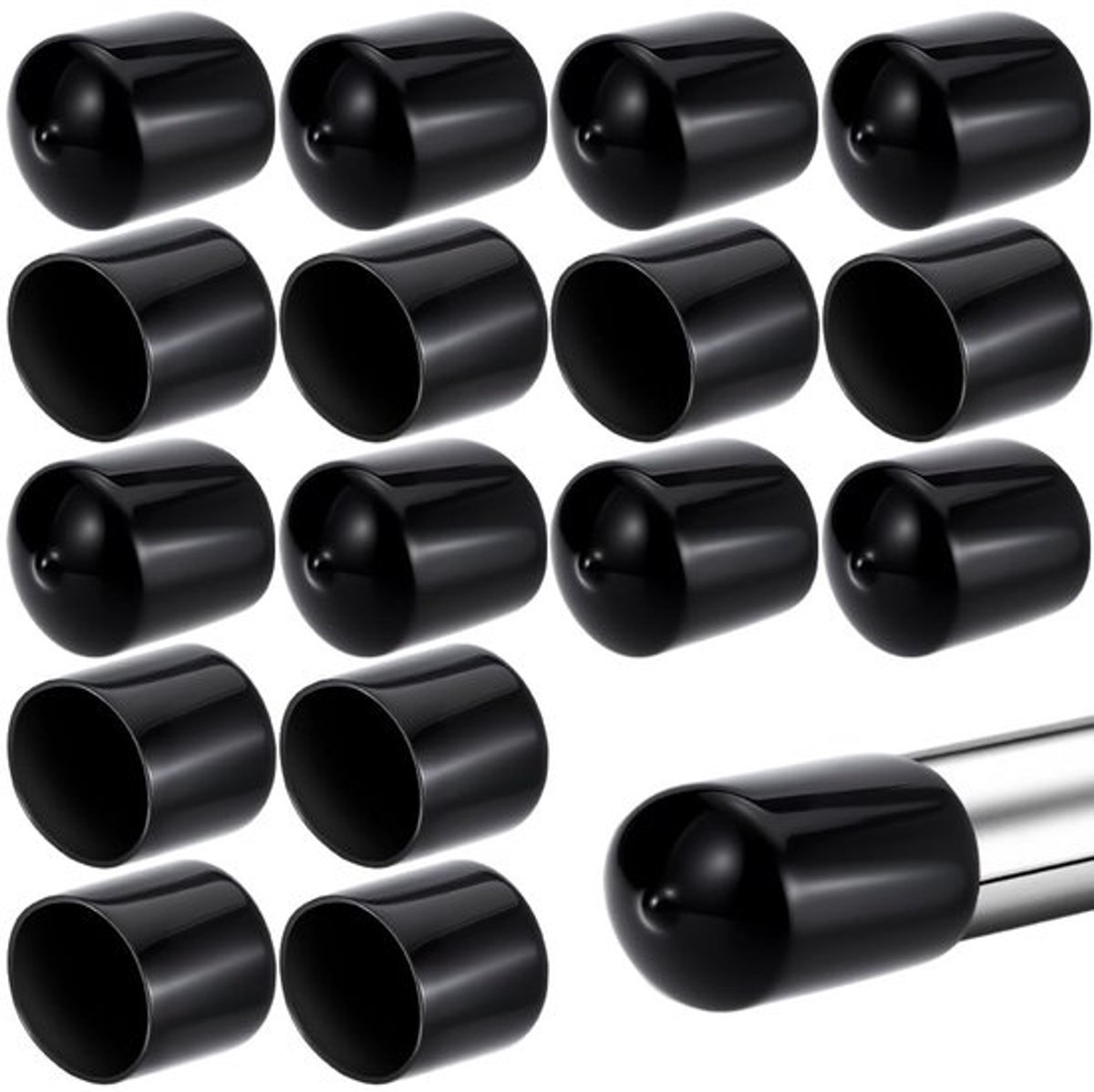 PVC-Eindkappen 20 Stuks - 32 mm Binnendiameter - Zwart/Rond - Antislip - Vloerbescherming - Kunststof - Meubelbescherming