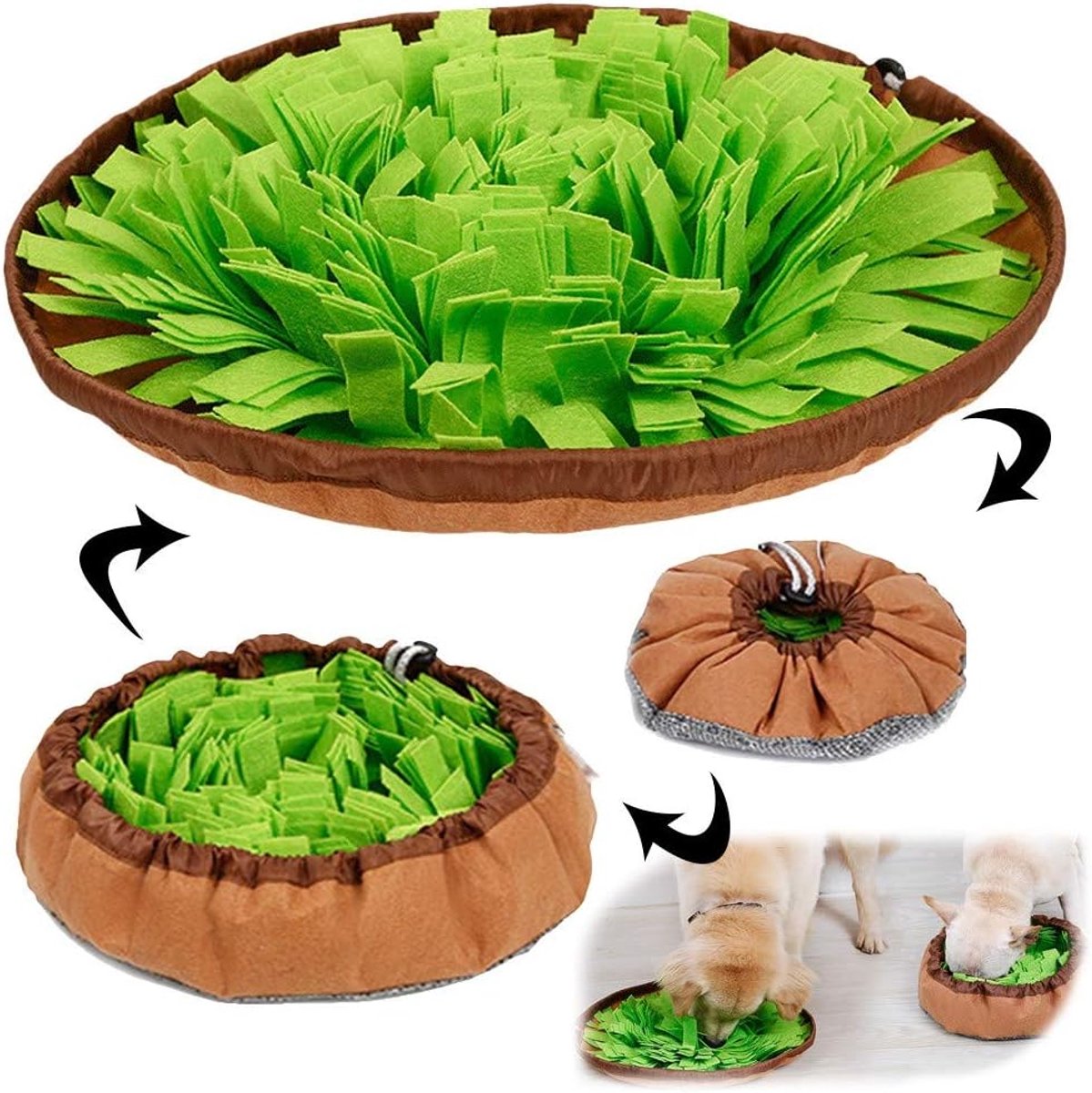 Snuffelmat voor huisdieren - met verborgen voeding - interactief en stressverlagend - voor speur- en eetspel - voedseldispenser - voor katten en honden - groen - 1 stuk