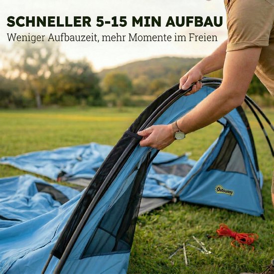 Outsunny Tunneltent-Glasvezel, Polyester-565L x 370B x 200H cm-Lichtblauw + Grijs — afbeelding 4