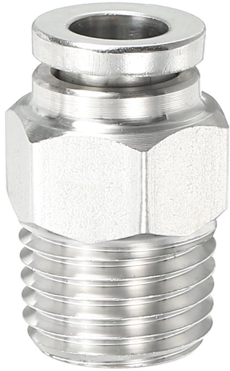 Push Fitting 1/4" Buis OD - 1/4" NPT Buitendraad - Rechte Fitting - 304 Roestvrij Staal - Gereedschapsvrij - Duurzaam - Pneumatische Fitting