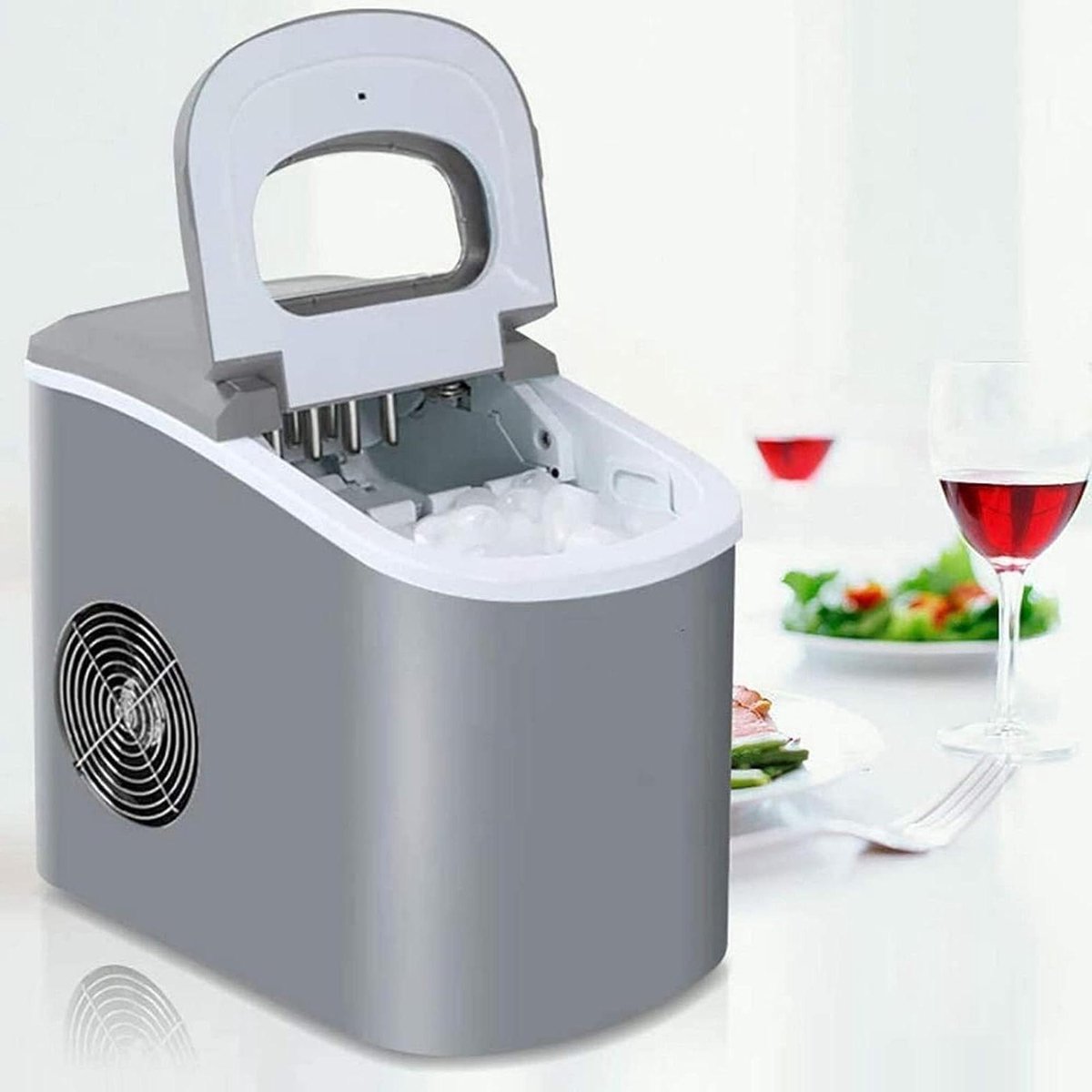Mini IJsblokjesmachine - Aanrecht IJsmaker - Snelle IJsbereiding - Efficiënte IJsproductie - 15 kg per dag - Grijs