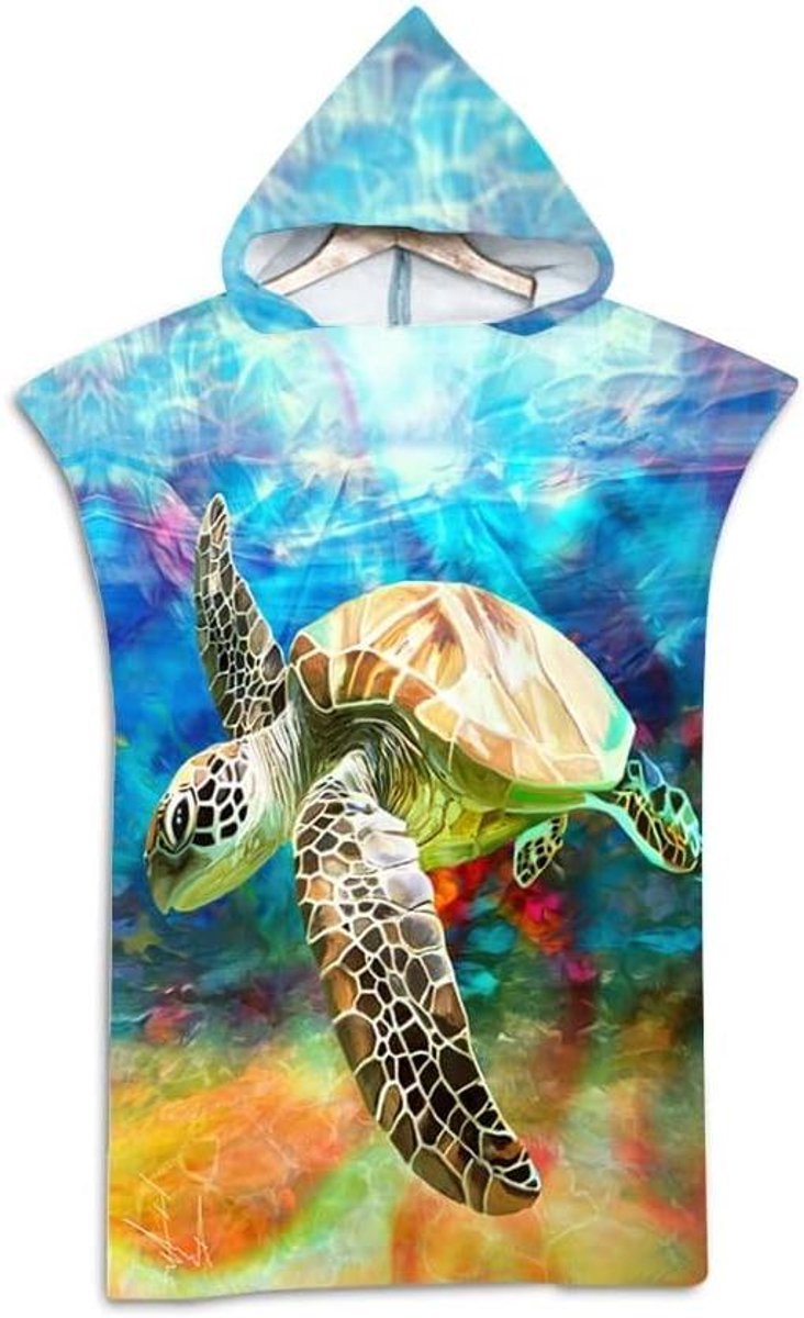 Handdoek met capuchon - Omkleedponcho - Watersport - Lichtgewicht microvezel - 75x110cm - Blauw