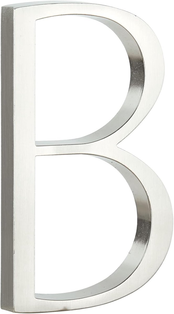 Moderne Vloeiende Huisnummer Signalisatie: 5" Strak Deurbord voor Straatnaam en Adres (B, Zilver) - Perfect voor Huizen en Bedrijven