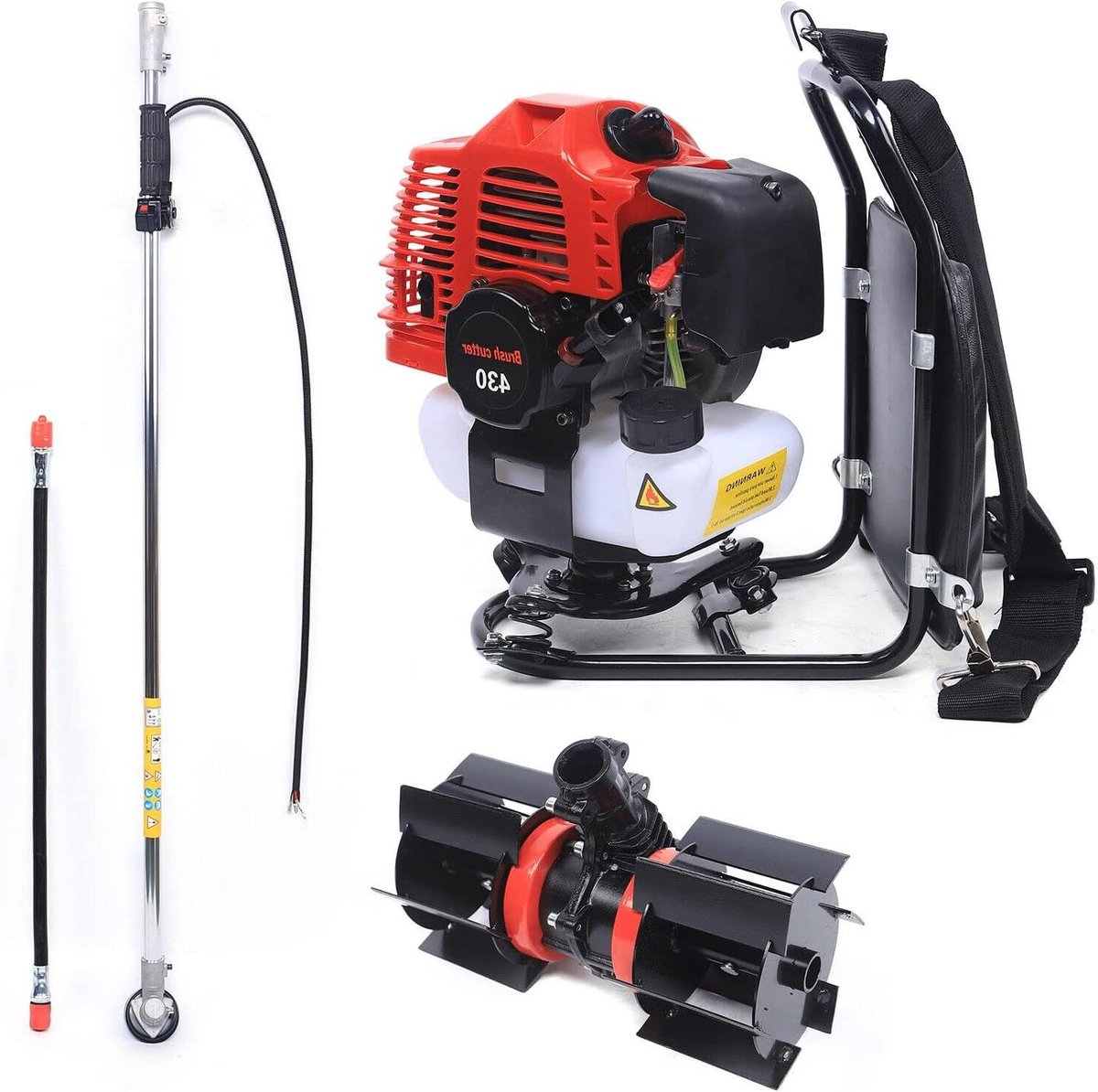 Rugzak Grasmaaier - Benzine Multitool - Tuinonderhoud - 3-in-1 Functionaliteit - 26 mm Snijbreedte - Rood/Zwart