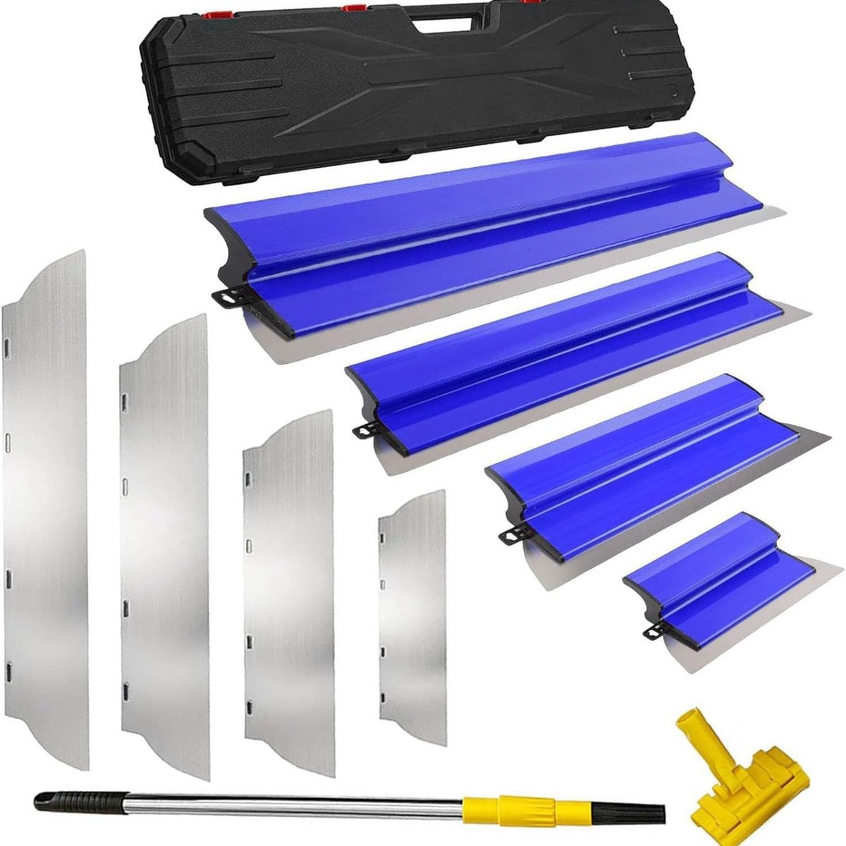 Oppervlakspatelset voor pleisteren van muren en plafonds, 25 cm tot 80 cm met telescoopstang en adapter, ideaal voor professioneel gebruik en renovatie