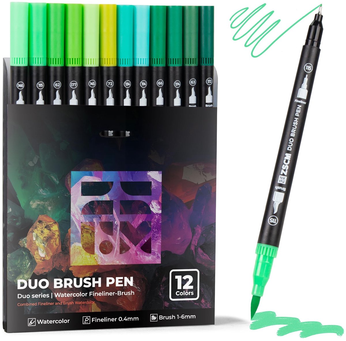 Omgoods - Set van 12 Groene Marker Pennen voor Creatieve Projecten