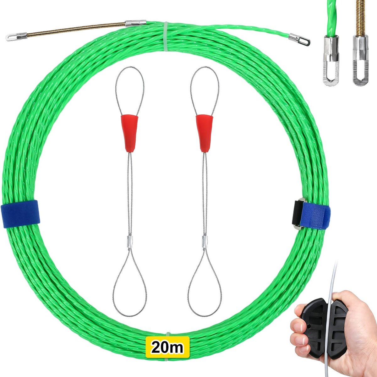 Omgoods - Kabel Trekhulp met 20m Lengte en 2 Geleidingsveren