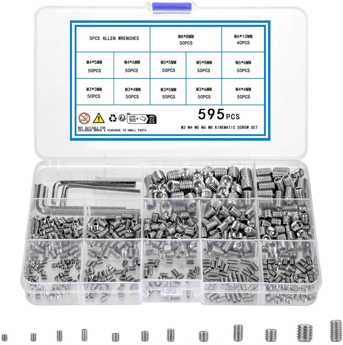 Omgoods - Set van 595 Stuks Metrische Schroeven met 6 Sleutels