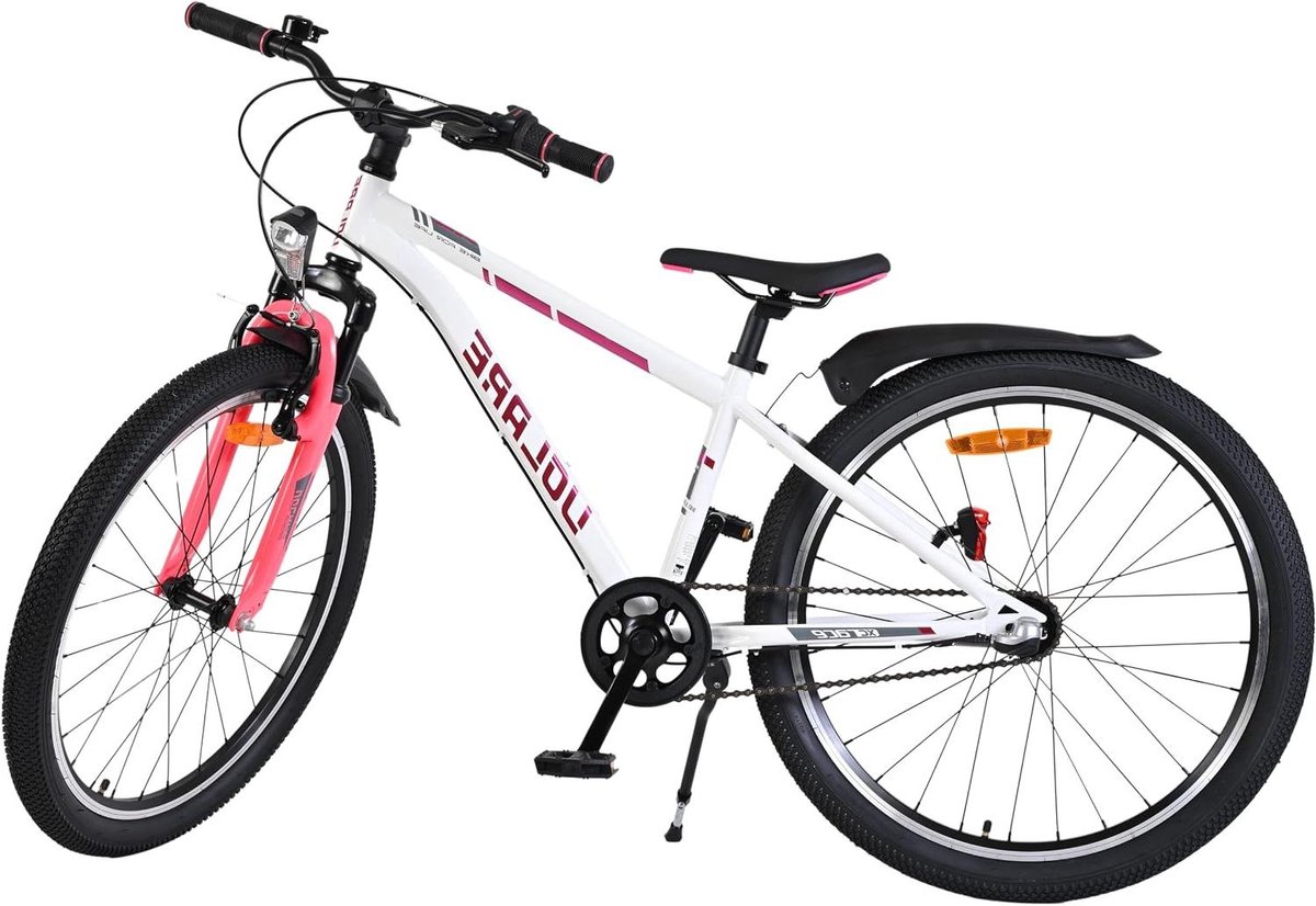 Kinderfiets 24 inch Meisjesfiets Avontuurfiets Eerste Fietstochten Shimano 3 Versnellingen 24 Inch Wit Roze