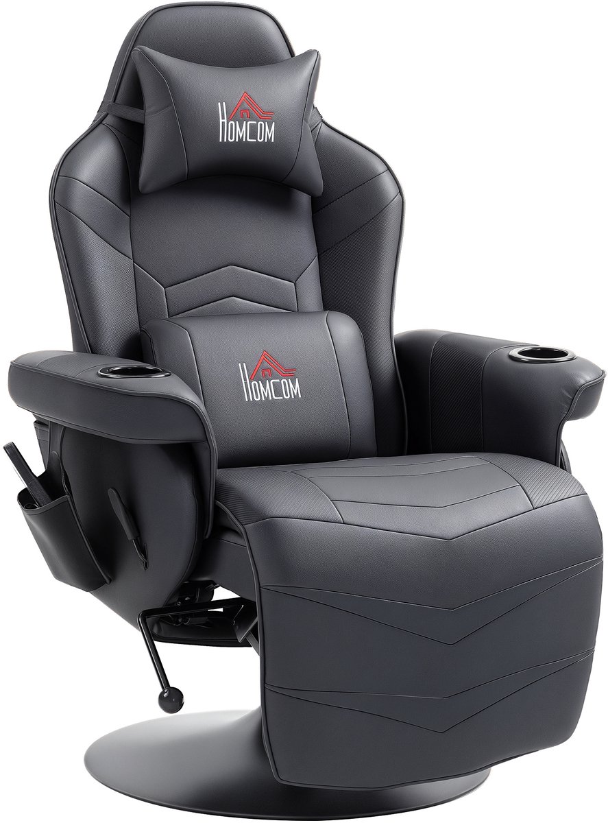 Gamingstoel - massagefunctie - verstelbare rugleuning - voetensteun - tot 120 kg - stalen frame - kunstleer - zwart