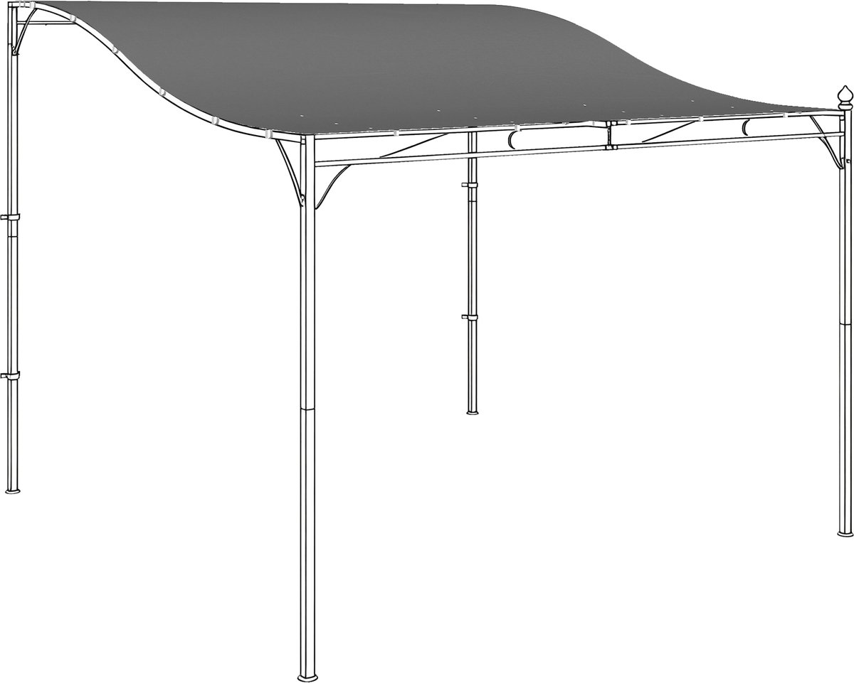 Vervangend dak voor pergola - zonnescherm voor terrasoverkapping - vervangend dakzeil voor paviljoen van 3 x 3 m - 298 x 293 cm - donkergrijs