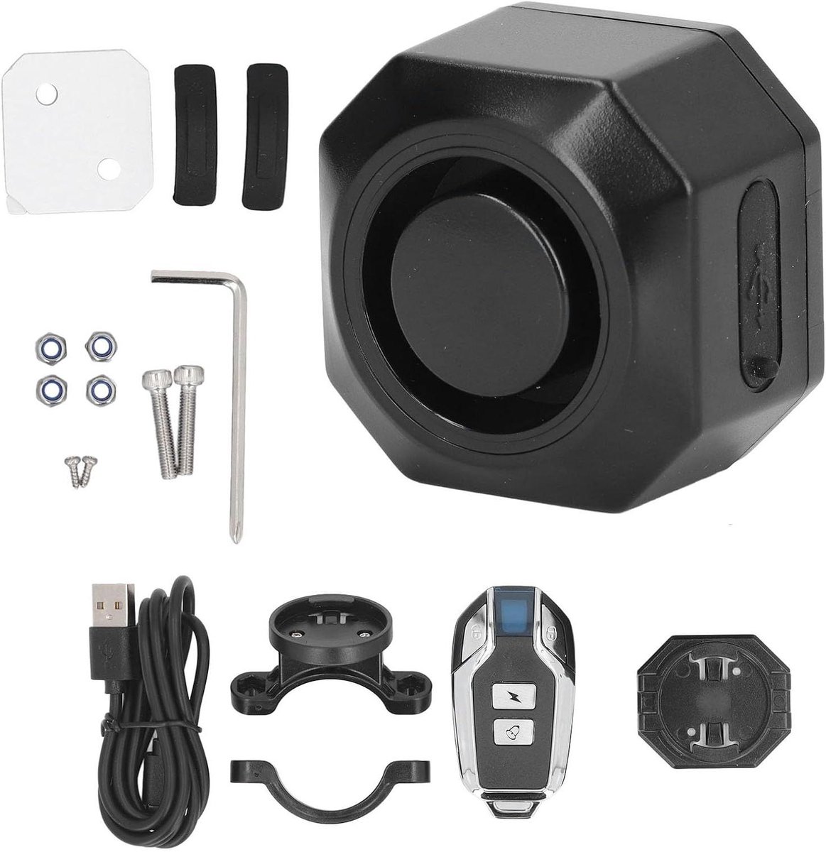 Fietsalarm met Afstandsbediening - Antidiefstal Alarm - Voertuig Beveiligen - Trillingssensor Alarm - 13 x 10 x 4 cm - Zwart