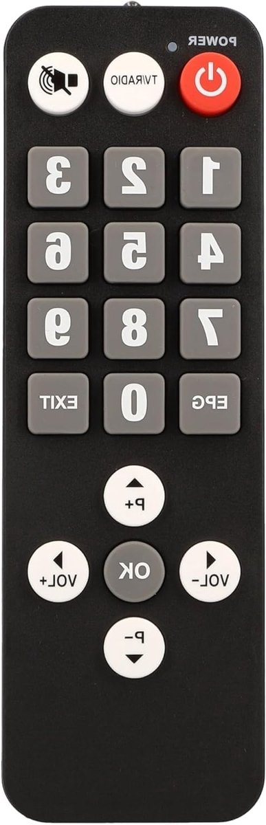 Afstandsbediening Kabelontvanger - Senior Bediening - Televisie Kijken - Extra Grote Toetsen - 17 cm - Zwart