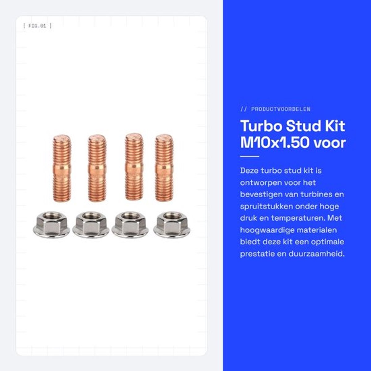 Turbo Stud Kit M10x1.50 - Flensmoeren - Hoge Sterkte - Corrosiebestendig - Duurzaam - Geschikt voor Turbo/Spruitstukken - Turbo Bevestigingsset