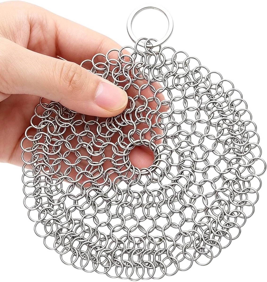 Kettingpantser Scrubber Gietijzer - Roestvrijstalen Gaas Reiniger - Gereedschap Reinigen - Dieptereinigend Gaasontwerp - 10x10cm of 12.5x12.5cm - Zilver