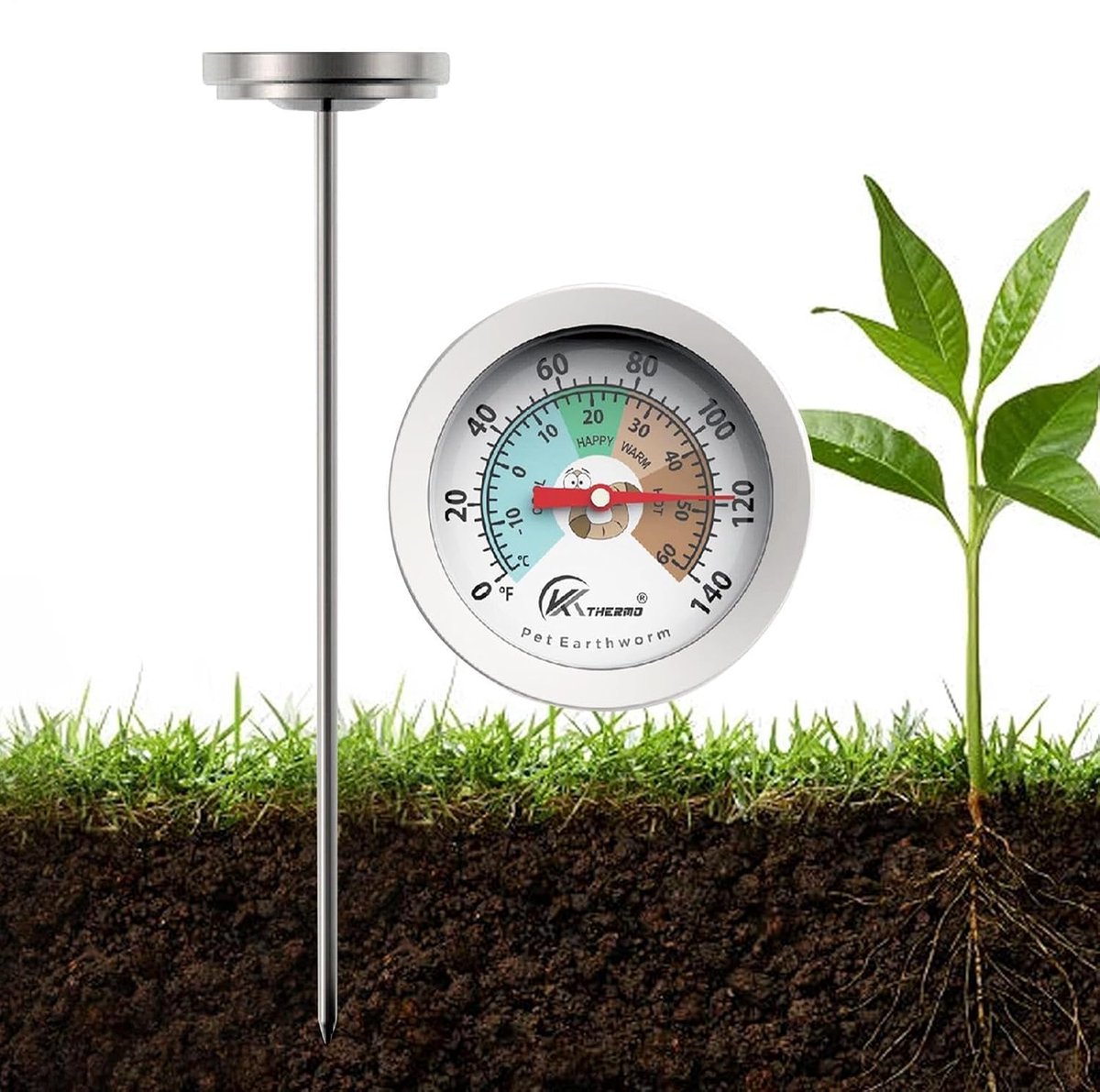 Bodemthermometer Compost - Bodemtester Tuin - Compostering Optimaliseren - Roestvrij Staal - 25.7 cm - Zilver