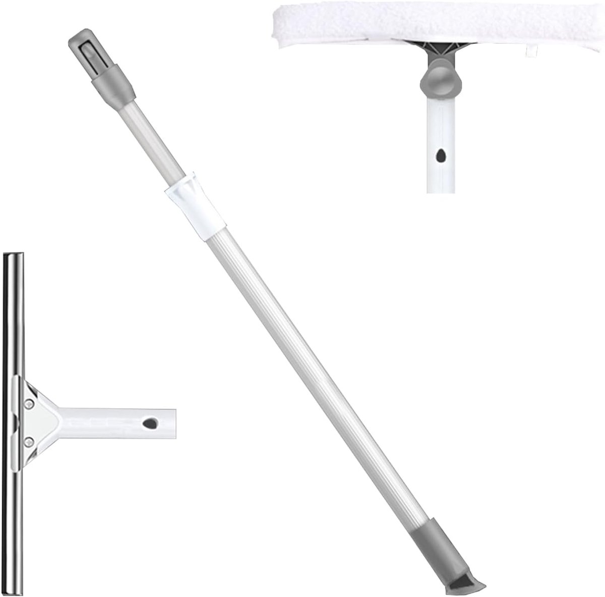 Professionele raamwisser - Handheld raamreiniger - Hoge ramen reinigen - Telescopische aluminium steel - 11 meter - Wit