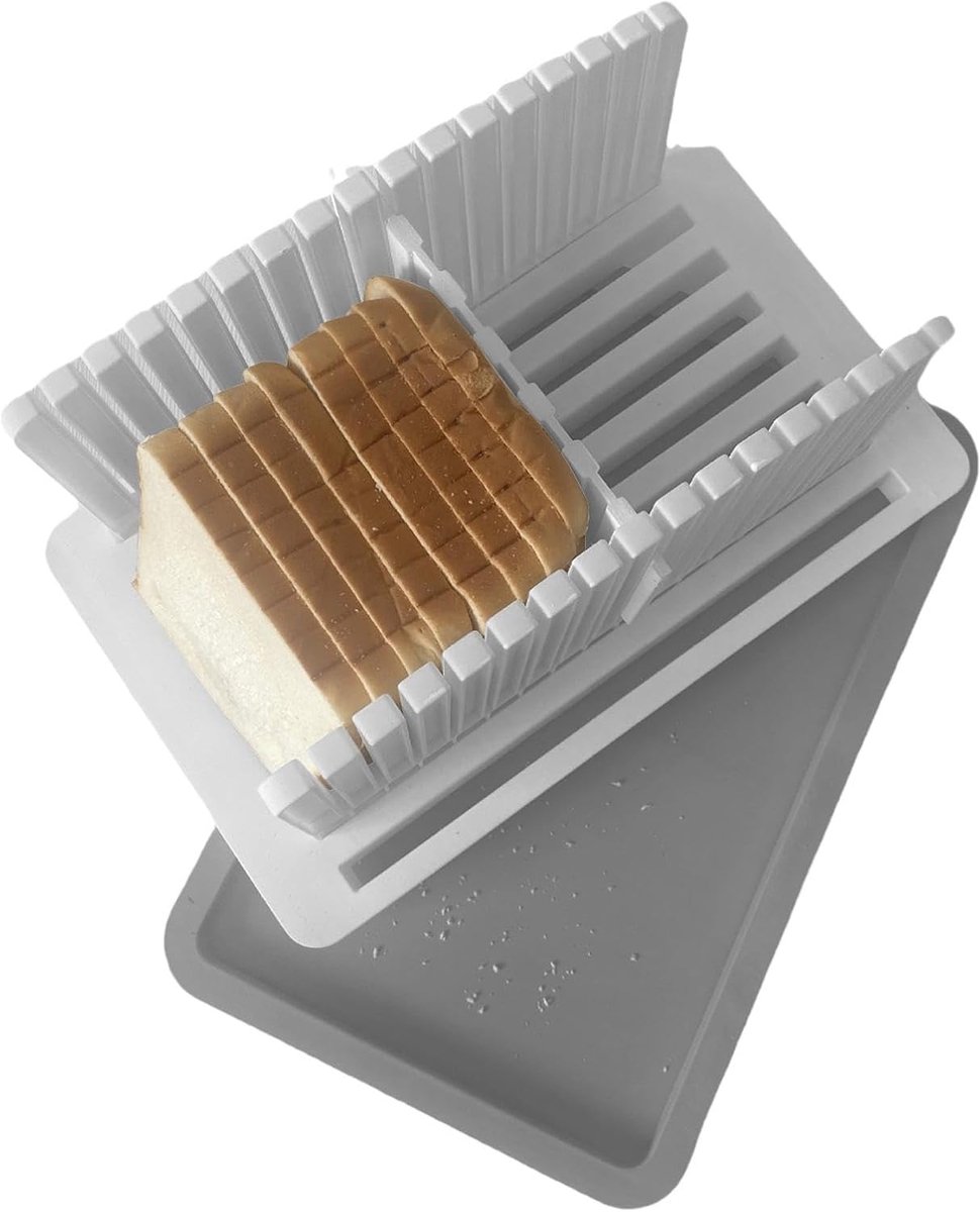 Broodsnijmachine Gids - Brood Snijhulp - Uniforme Plakjes - Verstelbare Dikte - 34.5 cm Lengte - Wit