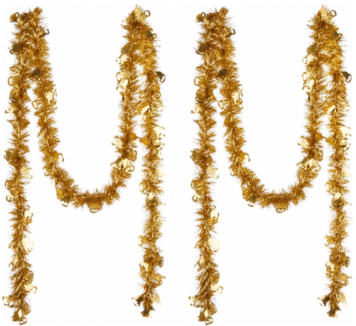 Krist+ lametta kerstslingers - 2x - goud - folie - 200 x 12 cm