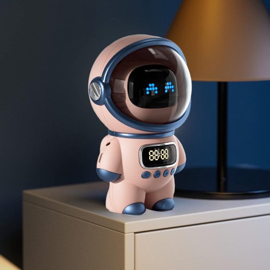 Draadloze Bluetooth Speaker met AI Voice Intercom, Nachtlampje en Wekker - Roze — afbeelding 4