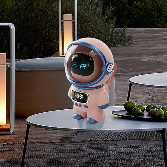 Draadloze Bluetooth Speaker met AI Voice Intercom, Nachtlampje en Wekker - Roze — afbeelding 3