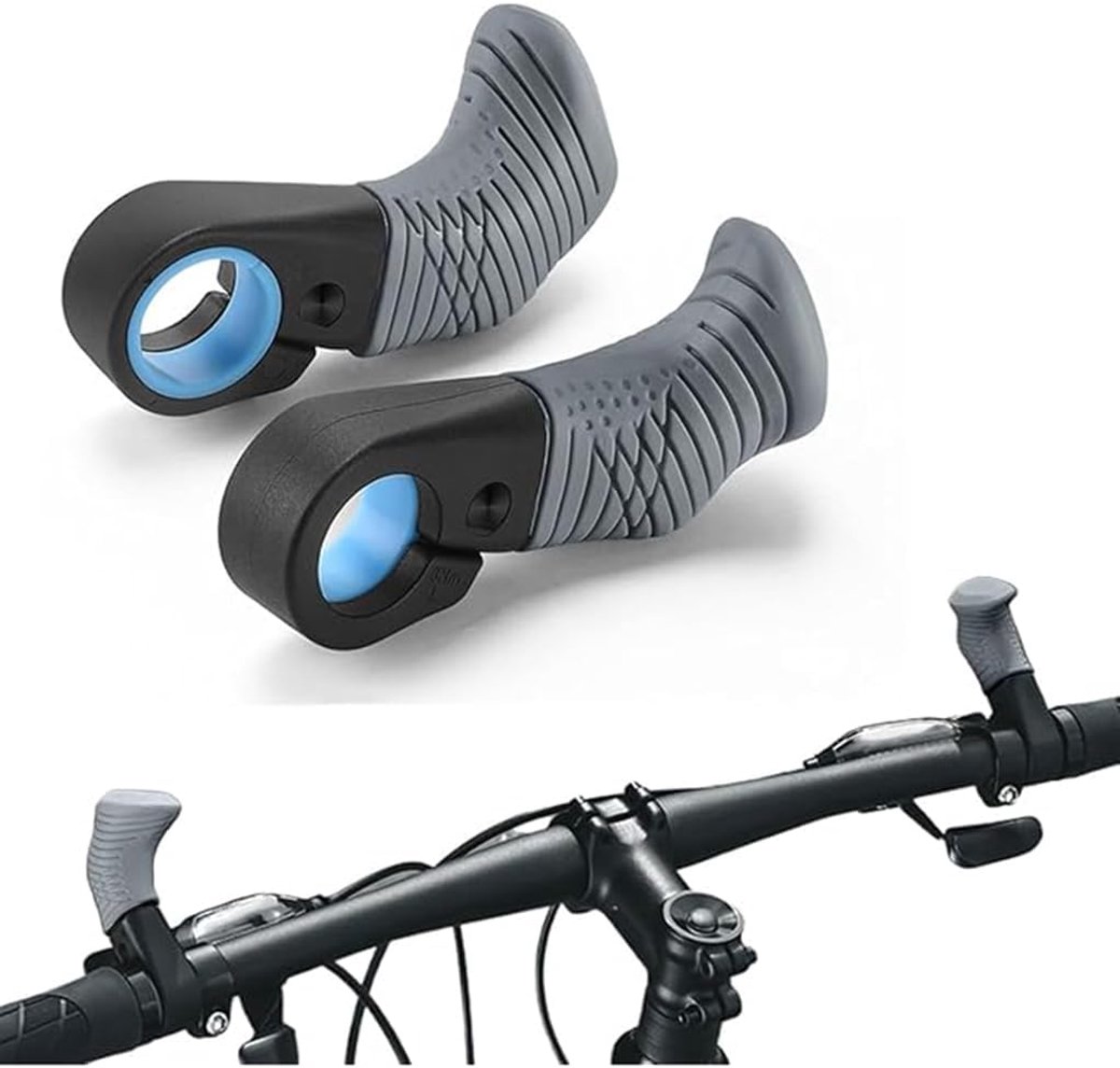 Duimsteunen Fietsstuur - Handvatten Stuur - Comfortabel Fietsen - Ergonomisch Ontwerp - 22.2 mm - Zwart